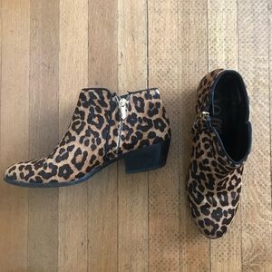 Sam Edelman Leopard Calf Hair Booties